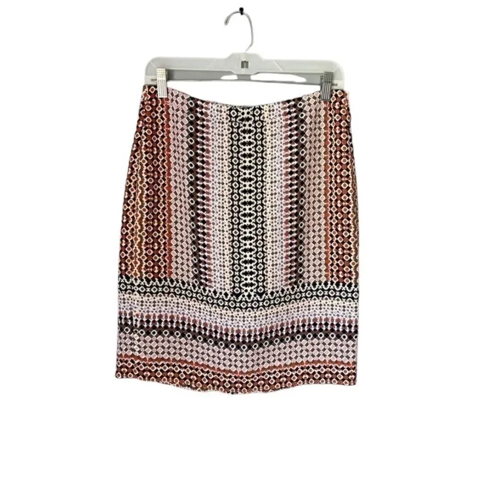 J. Crew women’s lined pencil skirt/pink Geo multishaped design / 4